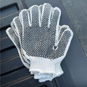White Work Gloves with Black Grip Dots - Multipurpose Safety Gloves